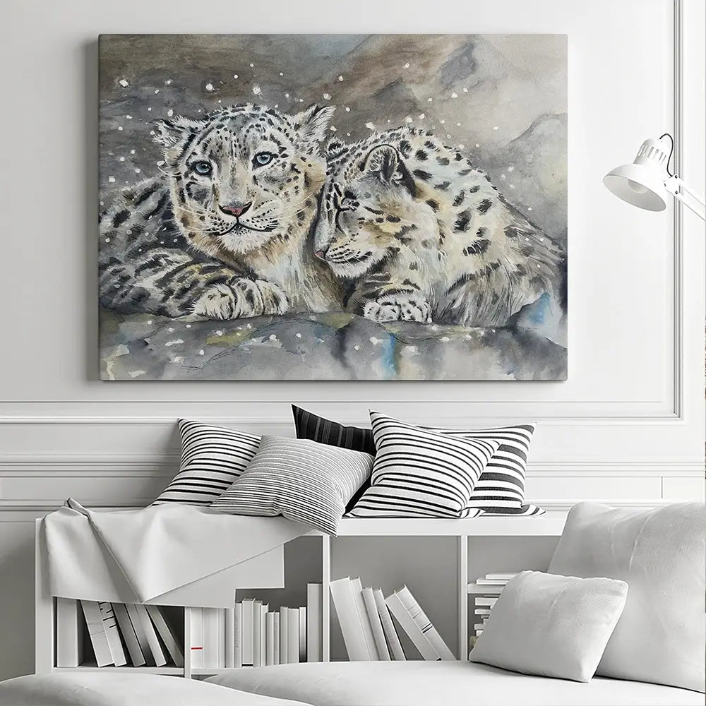 Snow Leopard Love Canvas Print Snow Leopard Love Canvas Print wall art product Karen Sutton