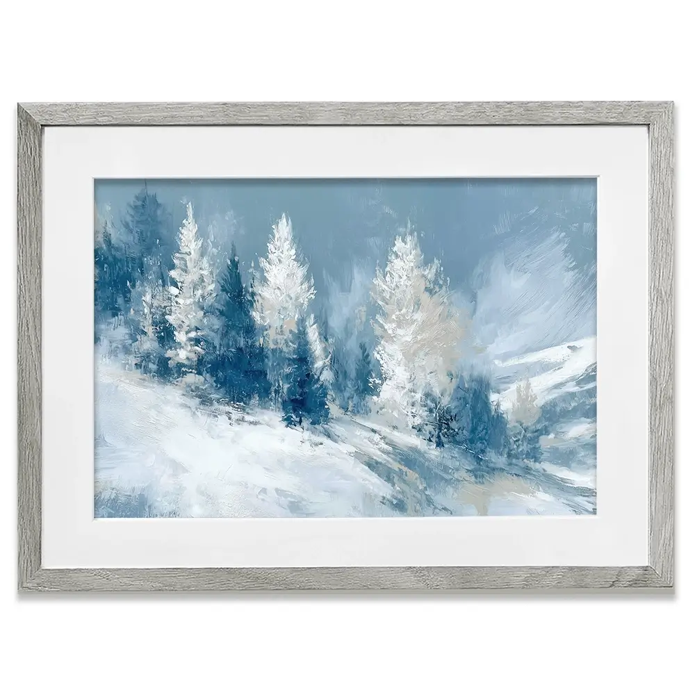 Snowy Pines On A Ridge Framed Art Print Snowy Pines On A Ridge Framed Art Print wall art product Chromatic Storm Studio
