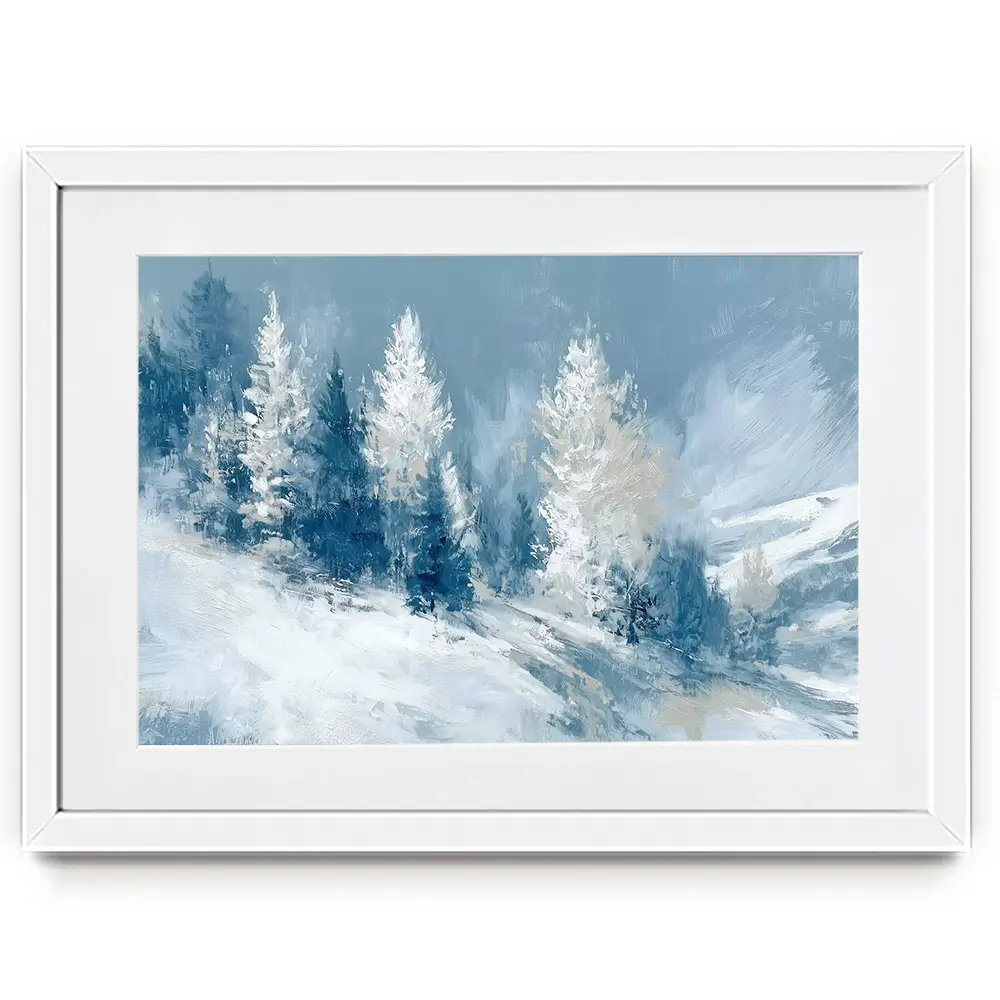 Snowy Pines On A Ridge Framed Art Print Snowy Pines On A Ridge Framed Art Print wall art product Chromatic Storm Studio