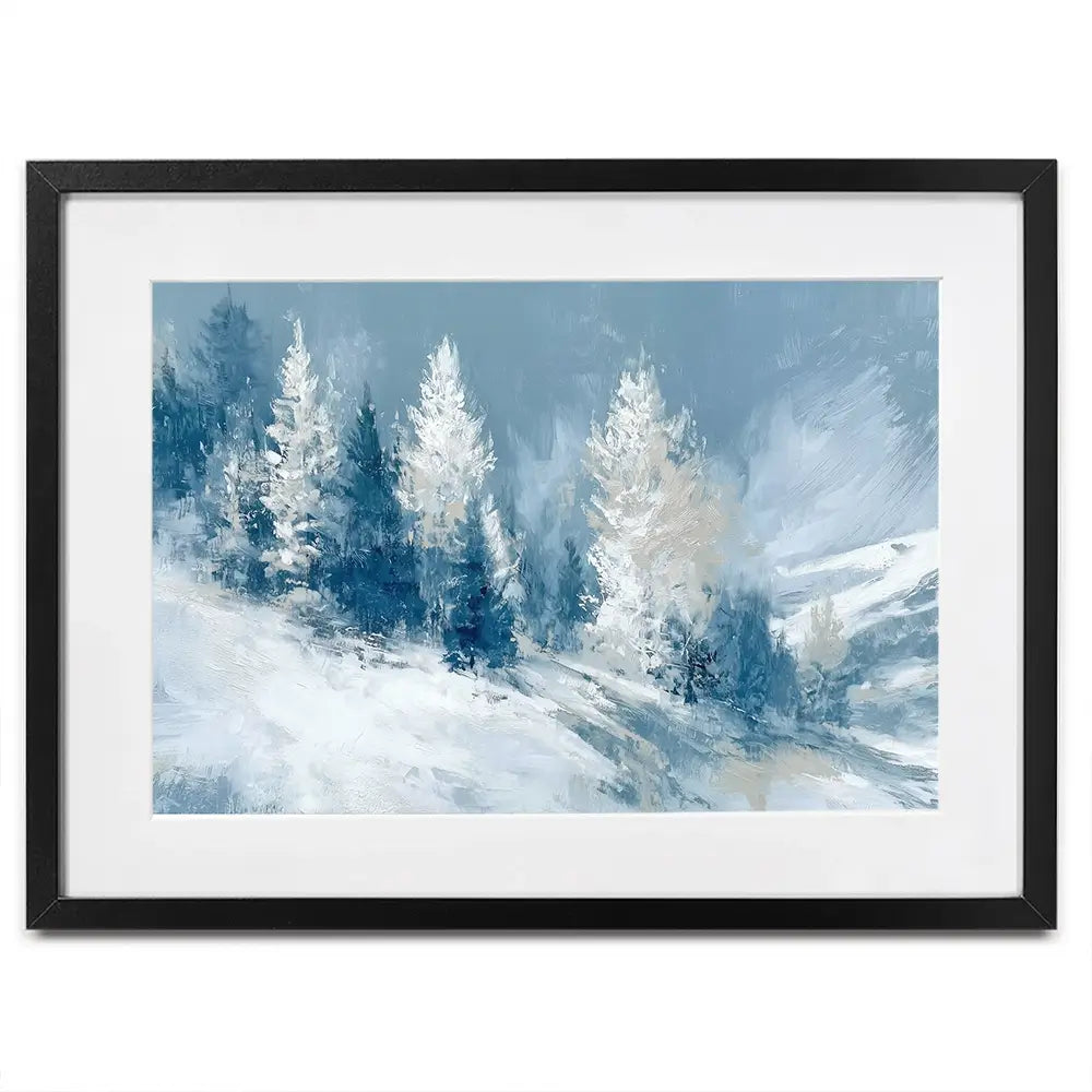 Snowy Pines On A Ridge Framed Art Print Snowy Pines On A Ridge Framed Art Print wall art product Chromatic Storm Studio