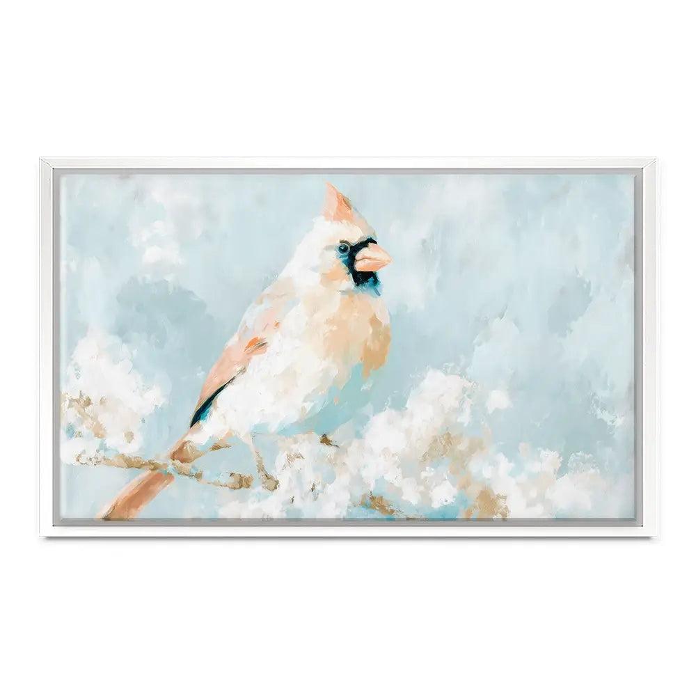 Soft Cardinal On Snowy Branch Canvas Print Soft Cardinal On Snowy Branch Canvas Print wall art product Chromatic Storm Studio