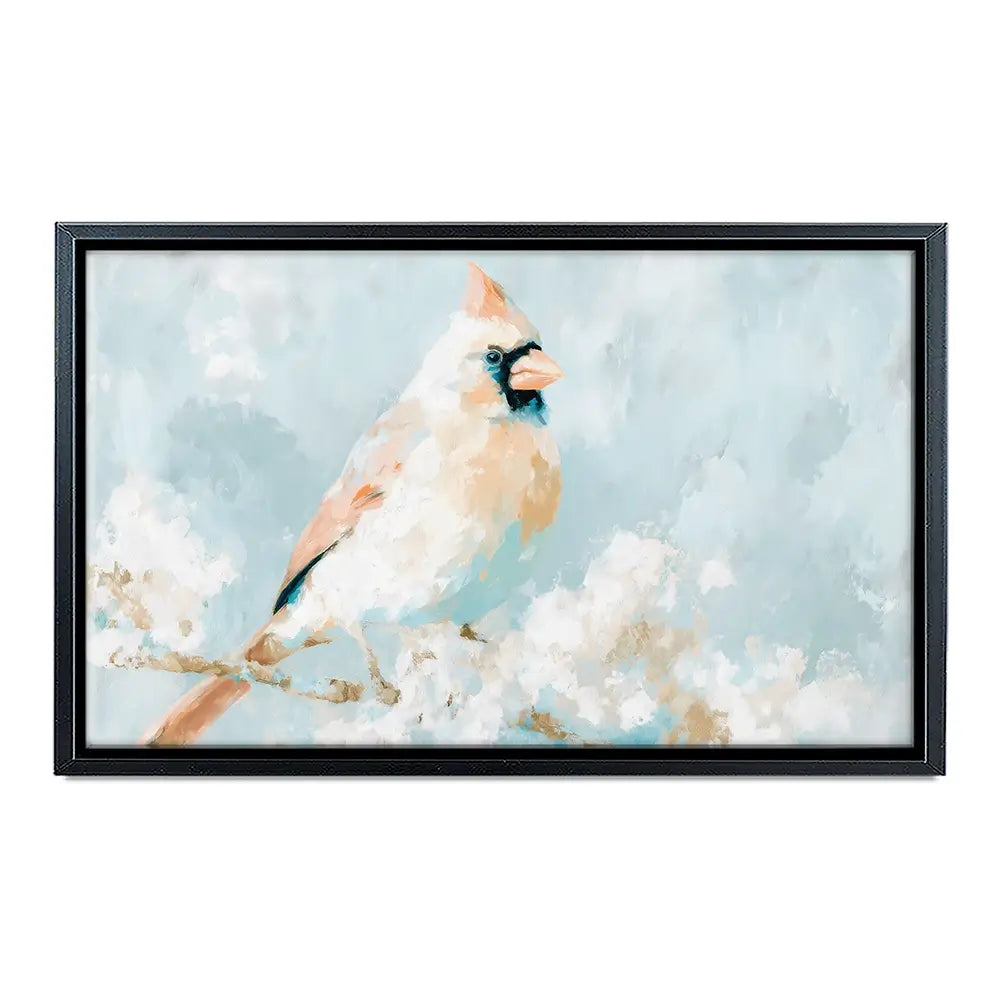 Soft Cardinal On Snowy Branch Canvas Print Soft Cardinal On Snowy Branch Canvas Print wall art product Chromatic Storm Studio