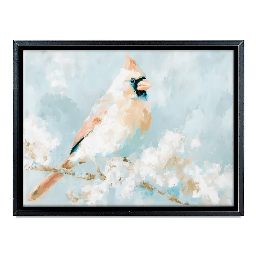 Soft Cardinal On Snowy Branch Canvas Print Soft Cardinal On Snowy Branch Canvas Print wall art product Chromatic Storm Studio