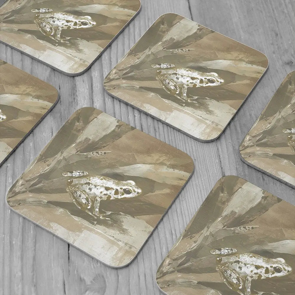 Soft Frog On Bromeliad Coaster Set Soft Frog On Bromeliad Coaster Set wall art product Chromatic Storm Studio