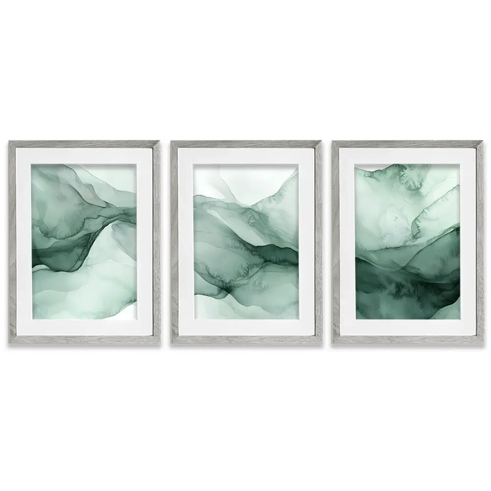 Soft Green Framed Art Print Trio Soft Green Framed Art Print Trio wall art product IAmHomeStudio