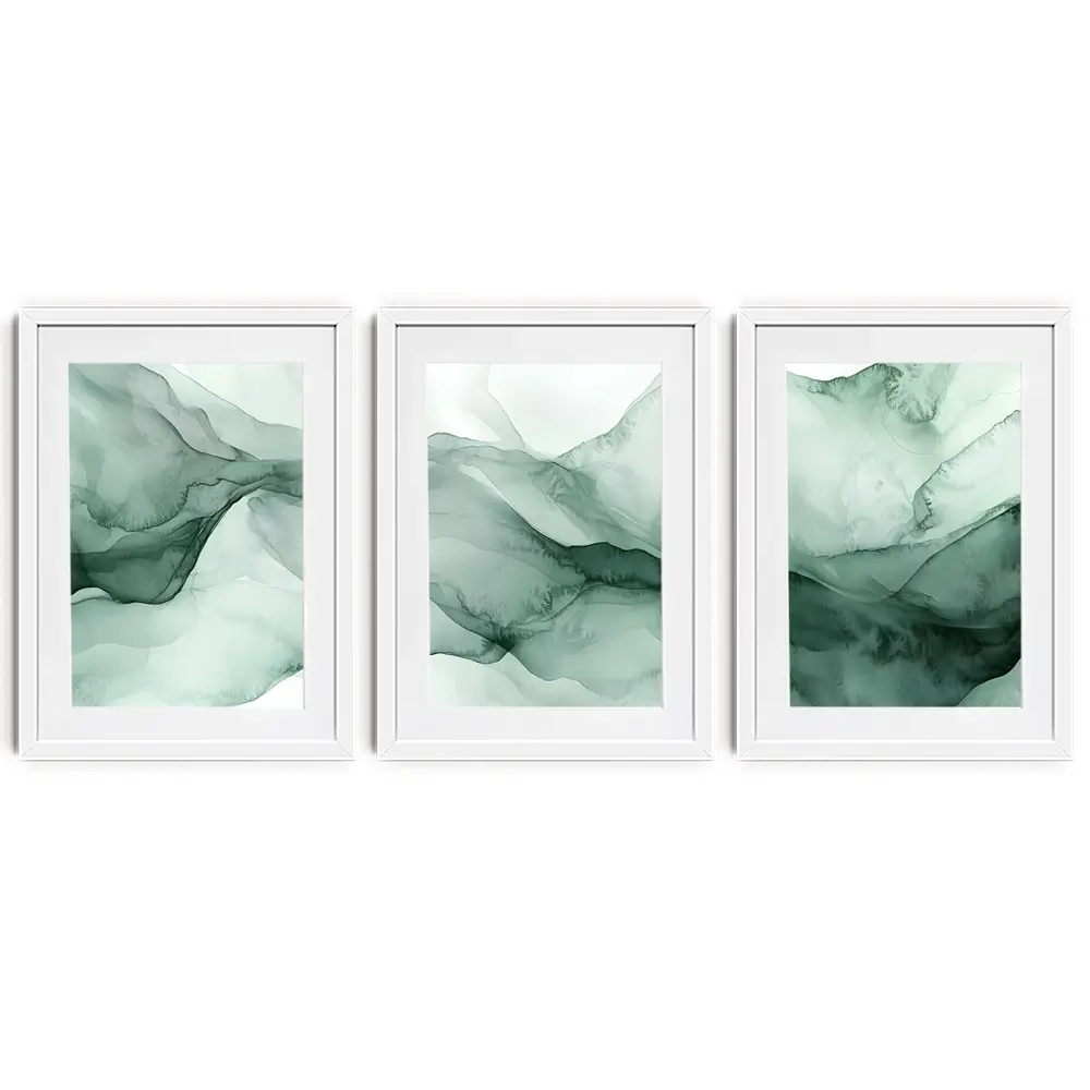 Soft Green Framed Art Print Trio Soft Green Framed Art Print Trio wall art product IAmHomeStudio