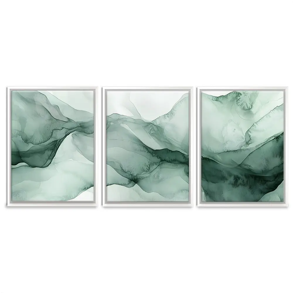 Soft Green Trio Canvas Print Soft Green Trio Canvas Print wall art product IAmHomeStudio