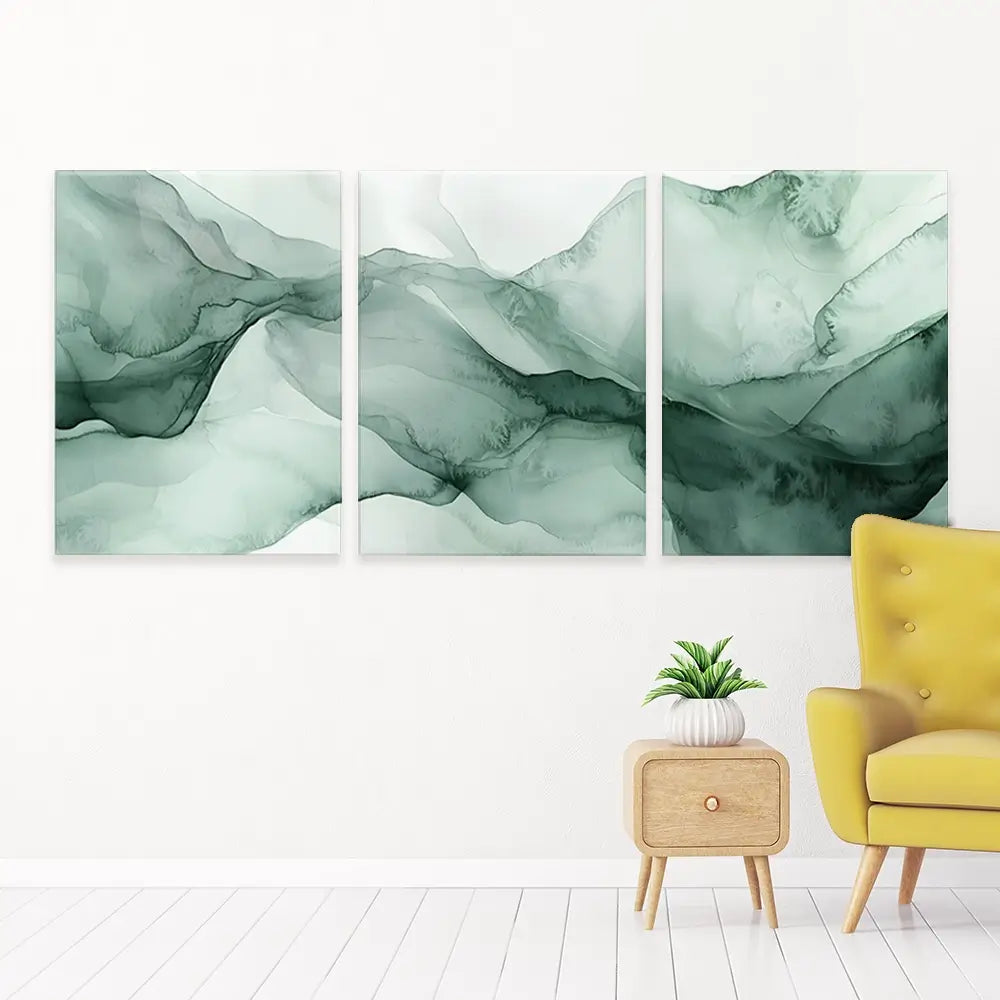 Soft Green Trio Canvas Print Soft Green Trio Canvas Print wall art product IAmHomeStudio