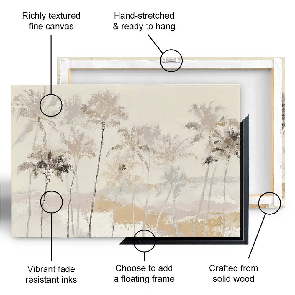 Soft Palm Row Canvas Print Soft Palm Row Canvas Print wall art product Chromatic Storm Studio