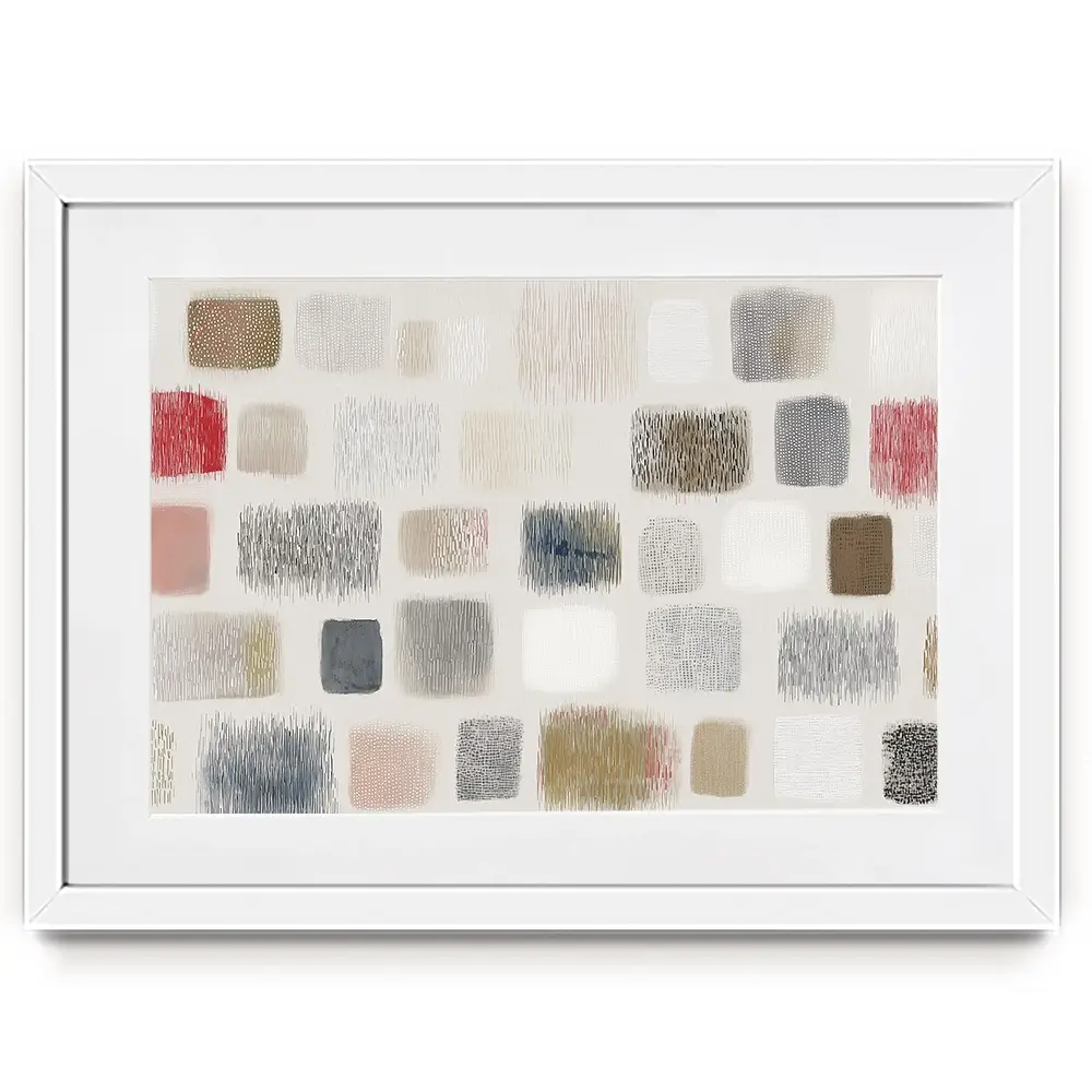 Soft Textile Grid Framed Art Print Soft Textile Grid Framed Art Print wall art product Chromatic Storm Studio