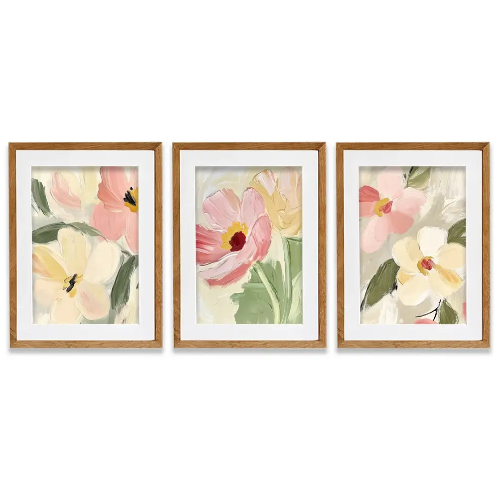 Soft Wildflowers Framed Art Print Trio Soft Wildflowers Framed Art Print Trio wall art product IAmHomeStudio