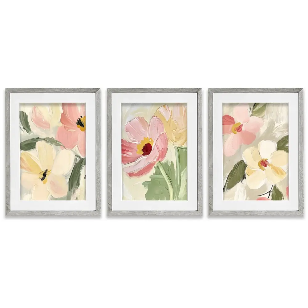 Soft Wildflowers Framed Art Print Trio Soft Wildflowers Framed Art Print Trio wall art product IAmHomeStudio