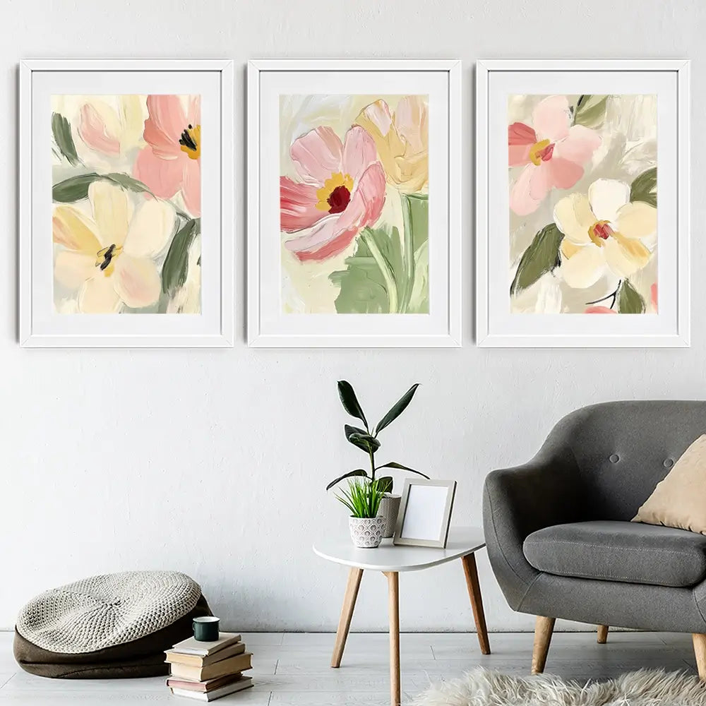 Soft Wildflowers Framed Art Print Trio Soft Wildflowers Framed Art Print Trio wall art product IAmHomeStudio