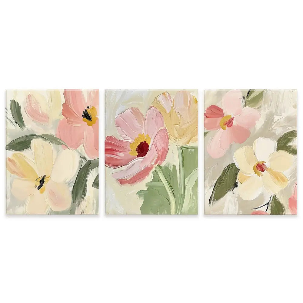 Soft Wildflowers Trio Canvas Print Soft Wildflowers Trio Canvas Print wall art product IAmHomeStudio