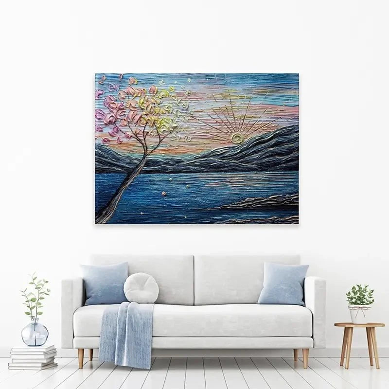 Somewhere Peachy Blue Canvas Print Somewhere Peachy Blue Canvas Print wall art product Nada Khatib