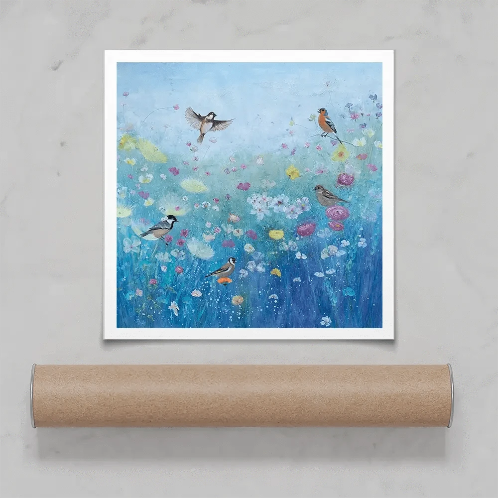 Songbirds In The Garden Square Art Print Songbirds In The Garden Square Art Print wall art product Laure Bury