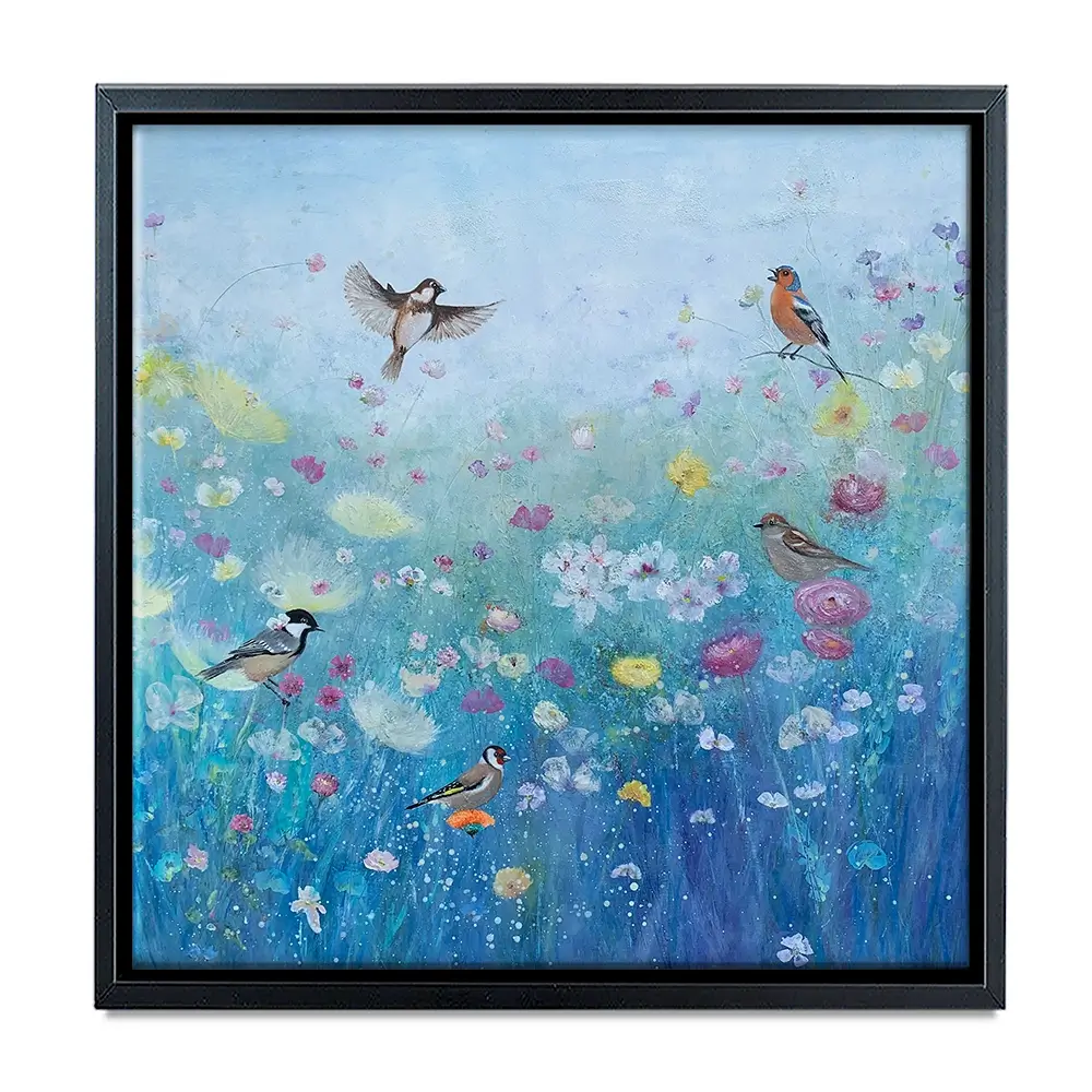 Songbirds In The Garden Square Canvas Print Songbirds In The Garden Square Canvas Print wall art product Laure Bury