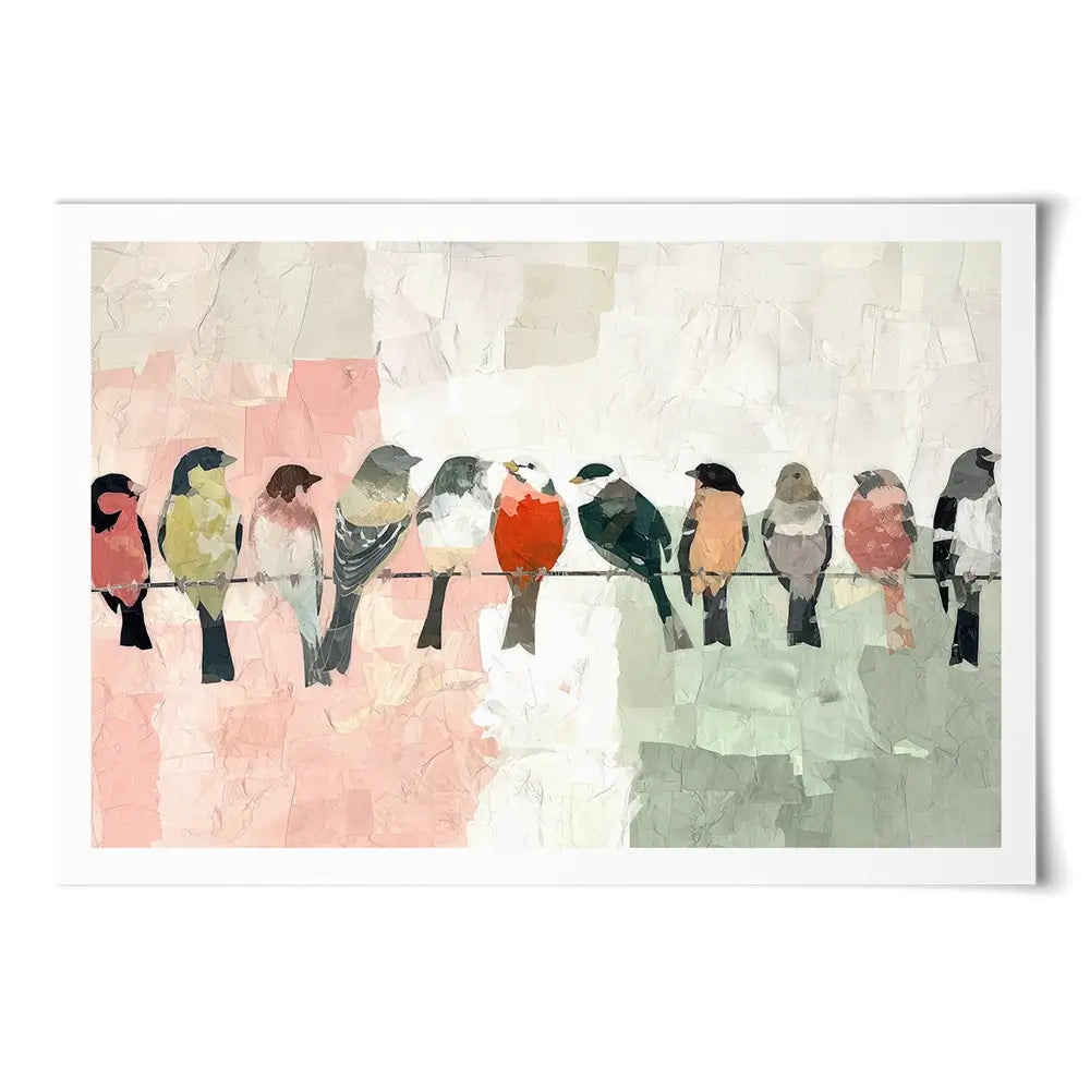 Songbirds On A Wire Art Print Songbirds On A Wire Art Print wall art product Chromatic Storm Studio