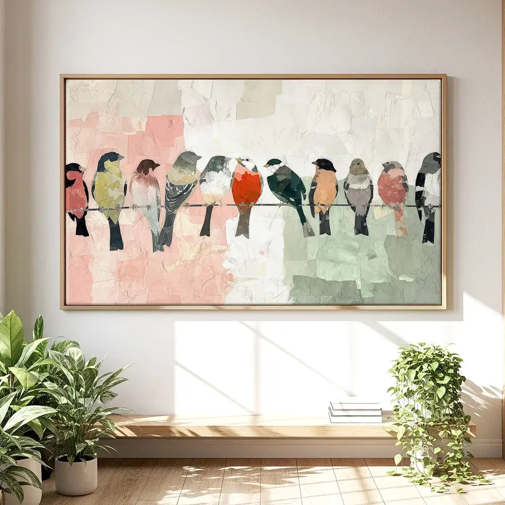 Songbirds On A Wire Oversized Canvas Print Songbirds On A Wire Oversized Canvas Print wall art product Art Print Shop