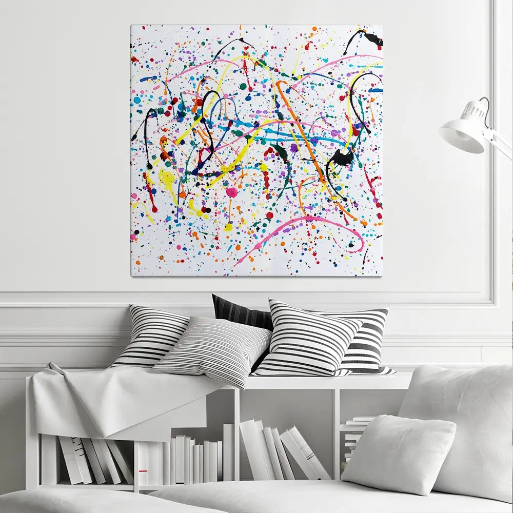 Splashes And Drips Square Canvas Print Splashes And Drips Square Canvas Print wall art product Art Print Shop