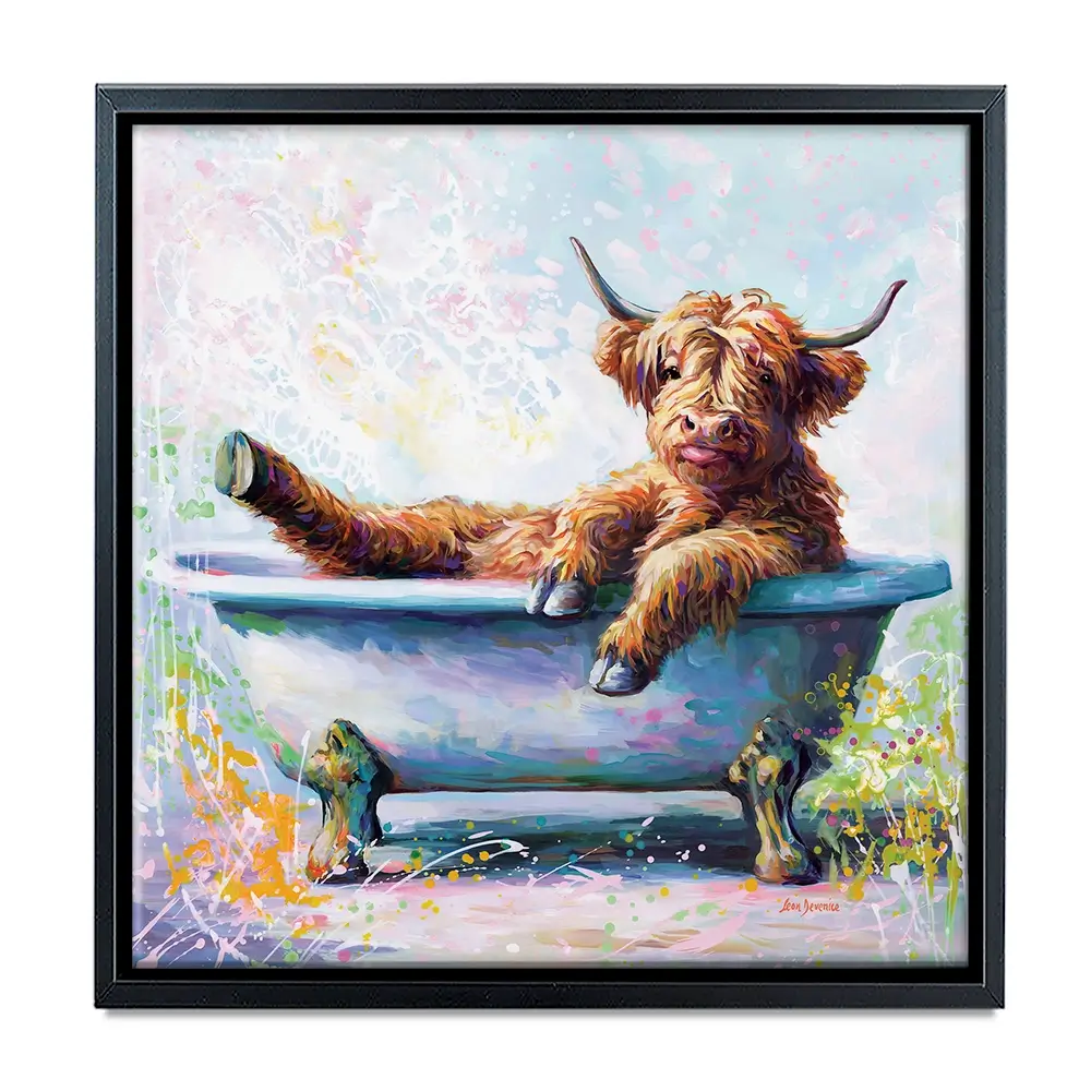 Splish Splash Baby Cow Canvas Print Splish Splash Baby Cow Canvas Print wall art product Leon Devenice