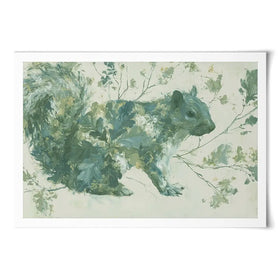 Squirrel And Oak Leaves Art Print Squirrel And Oak Leaves Art Print wall art product Chromatic Storm Studio
