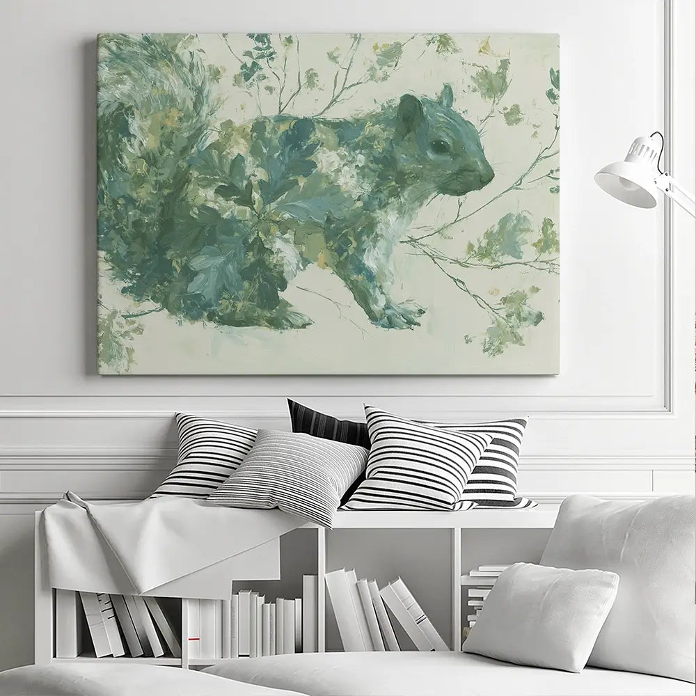 Squirrel And Oak Leaves Canvas Print Squirrel And Oak Leaves Canvas Print wall art product Chromatic Storm Studio
