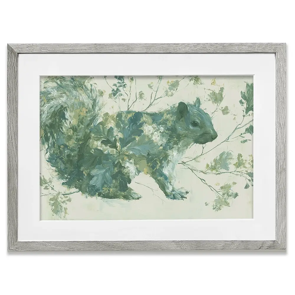 Squirrel And Oak Leaves Framed Art Print Squirrel And Oak Leaves Framed Art Print wall art product Chromatic Storm Studio