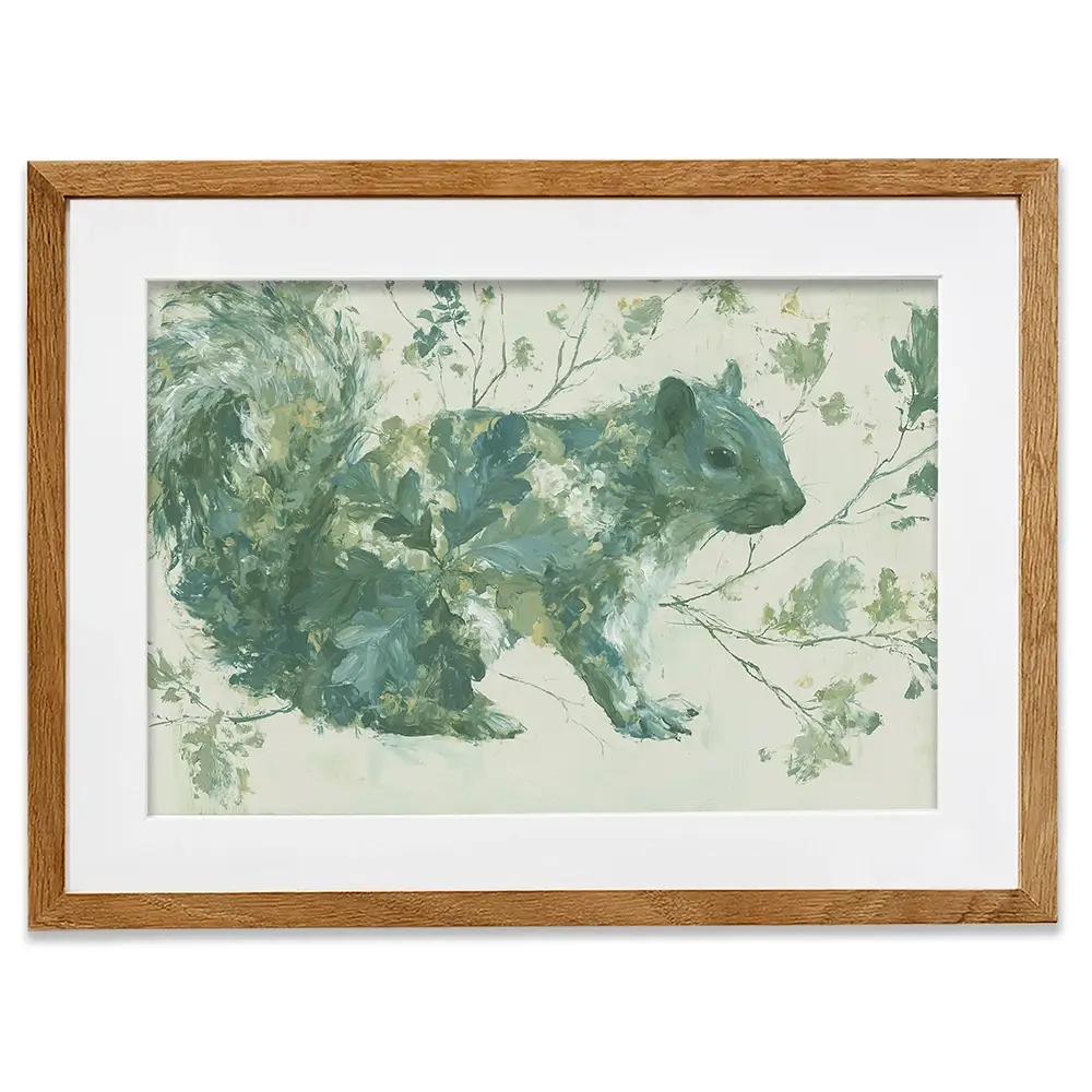Squirrel And Oak Leaves Framed Art Print Squirrel And Oak Leaves Framed Art Print wall art product Chromatic Storm Studio