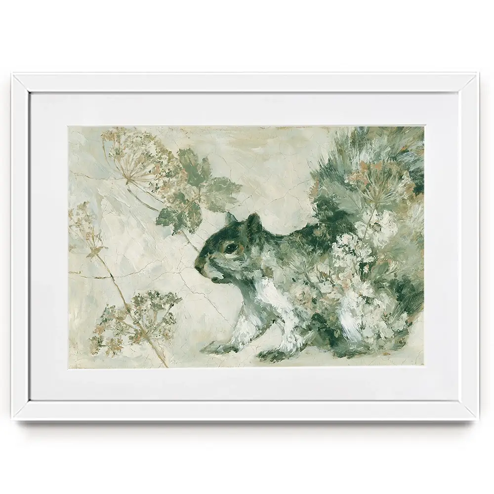 Squirrel In Wild Lace Framed Art Print Squirrel In Wild Lace Framed Art Print wall art product Chromatic Storm Studio