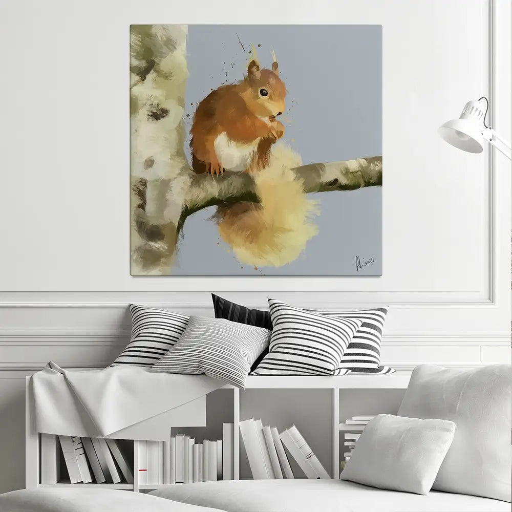 Squirrel On A Branch Canvas Print Squirrel On A Branch Canvas Print wall art product Aimee Linzi