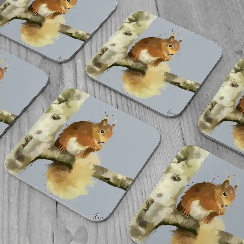 Squirrel On A Branch Coaster Set Squirrel On A Branch Coaster Set wall art product Aimee Linzi