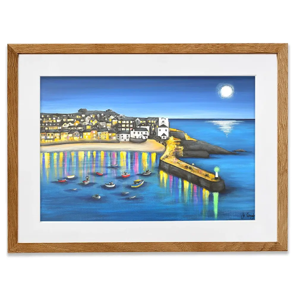 St Ives At Night Framed Art Print St Ives At Night Framed Art Print wall art product Jo Gough