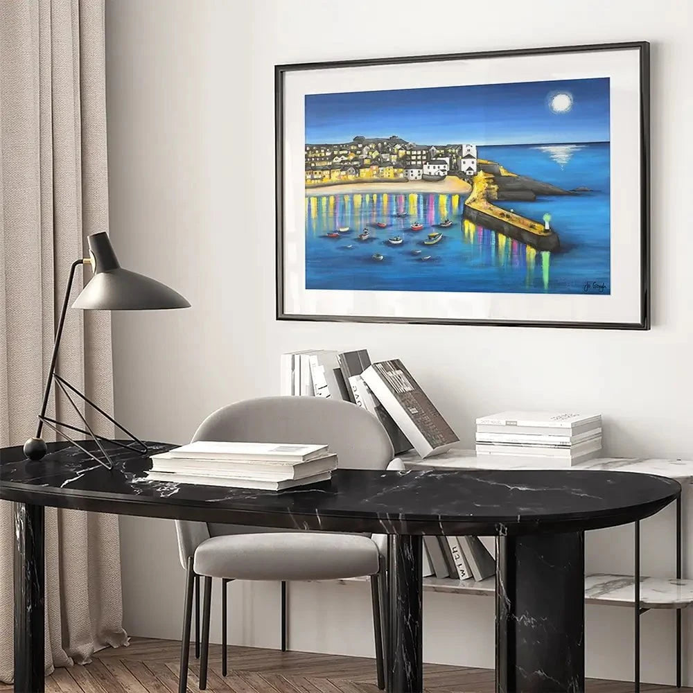 St Ives At Night Framed Art Print St Ives At Night Framed Art Print wall art product Jo Gough