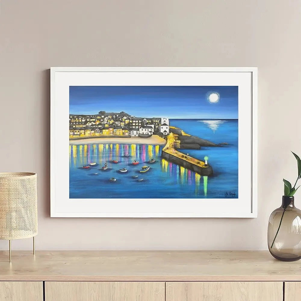 St Ives At Night Framed Art Print St Ives At Night Framed Art Print wall art product Jo Gough