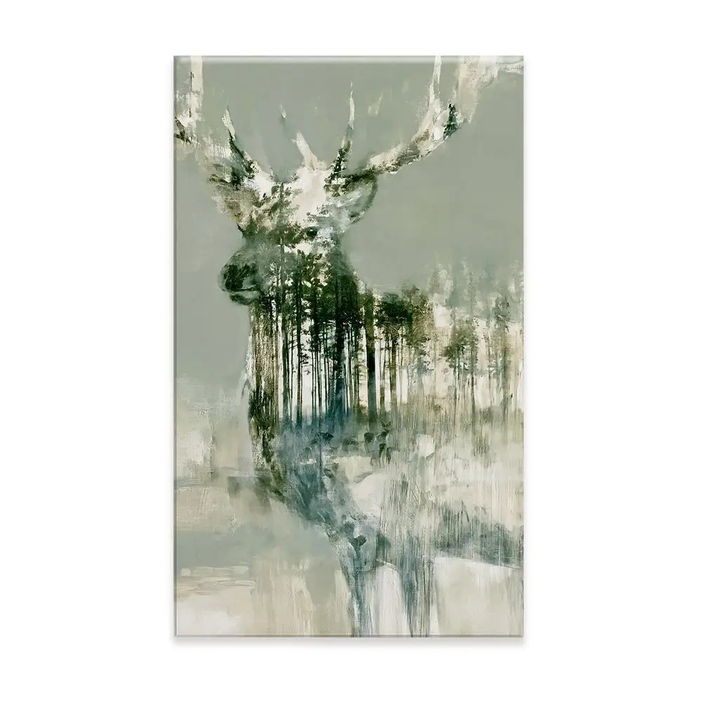 Stag And Pine Woods Canvas Print Stag And Pine Woods Canvas Print wall art product Chromatic Storm Studio