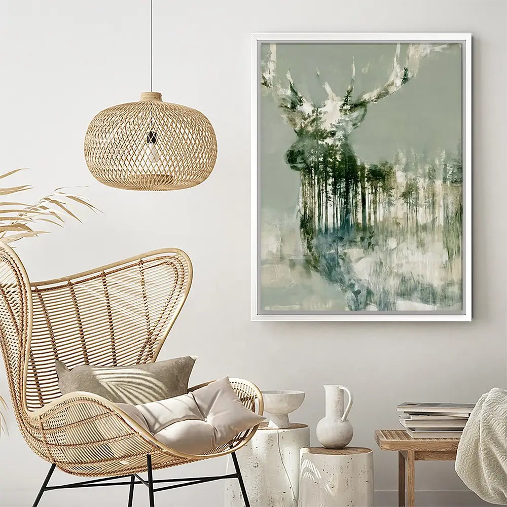Stag And Pine Woods Canvas Print Stag And Pine Woods Canvas Print wall art product Chromatic Storm Studio