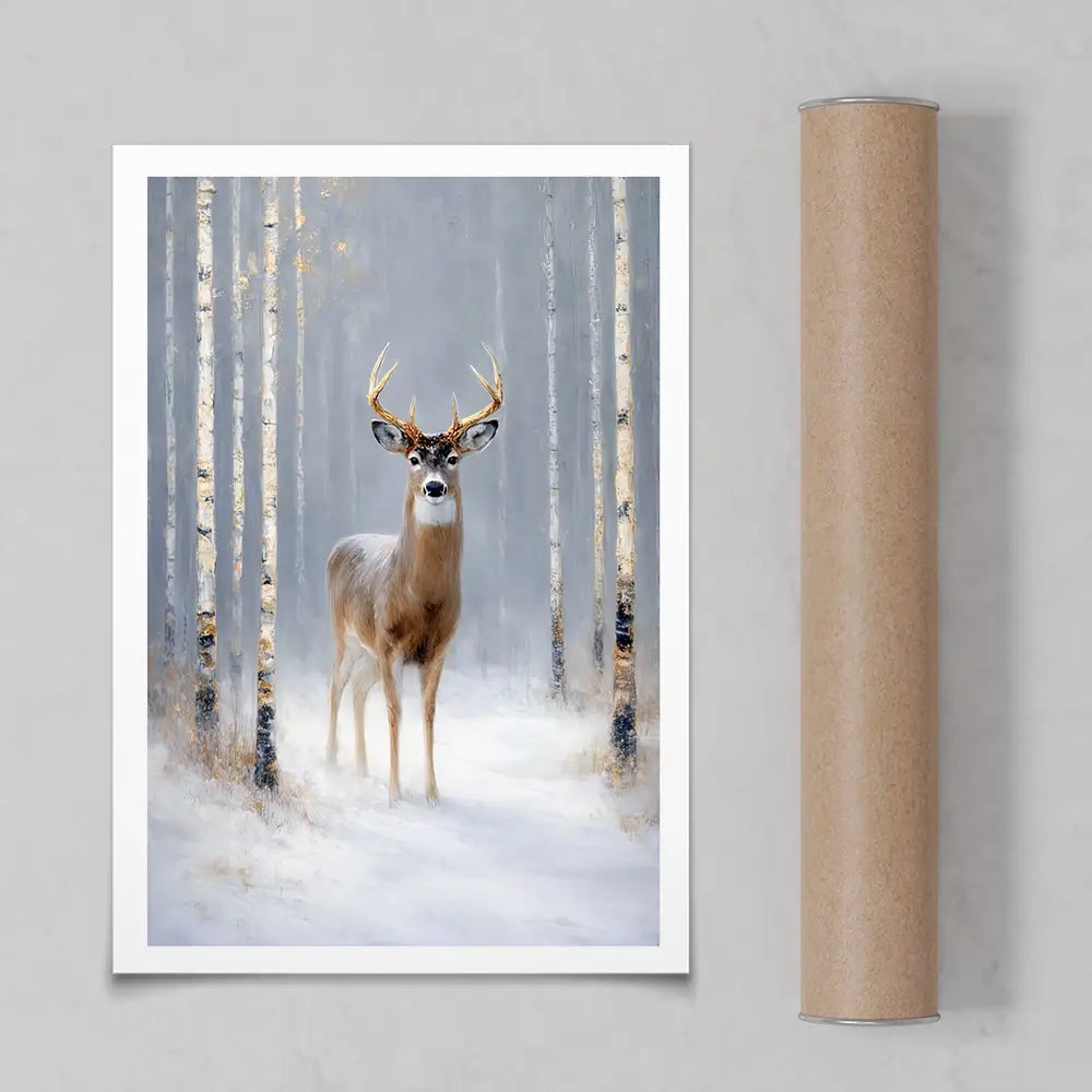 Stag In The Snow Art Print Stag In The Snow Art Print wall art product David Alexander Elder
