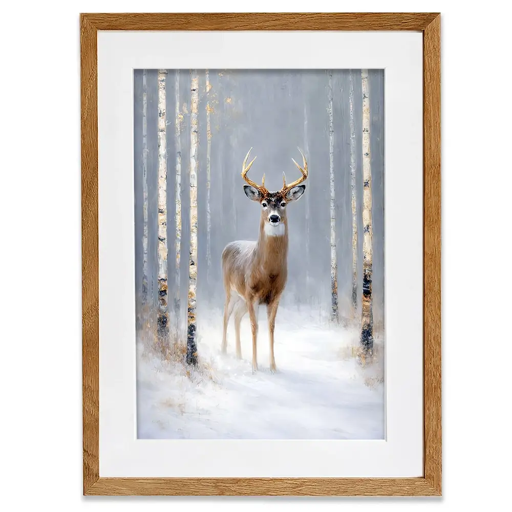 Stag In The Snow Framed Art Print Stag In The Snow Framed Art Print wall art product David Alexander Elder