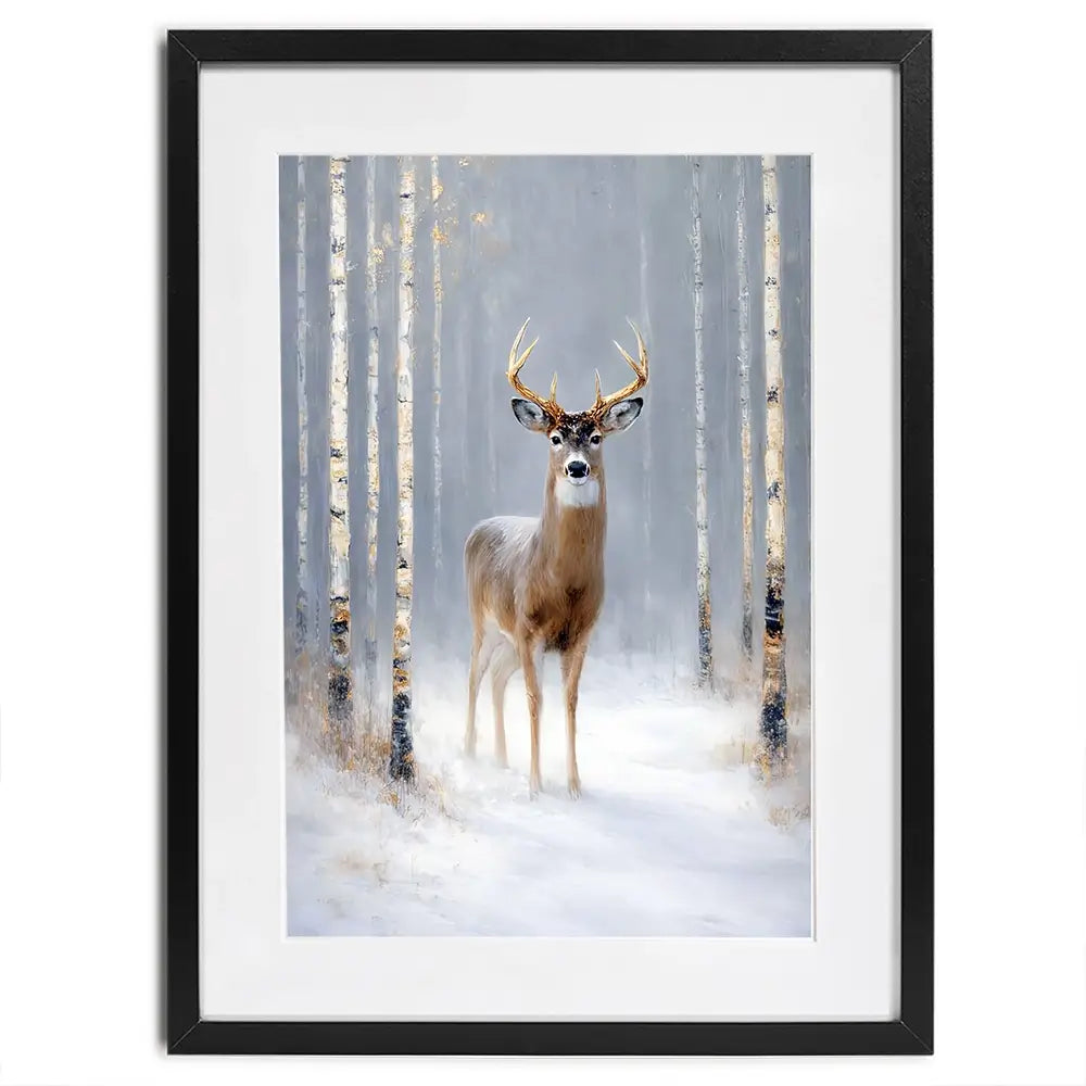 Stag In The Snow Framed Art Print Stag In The Snow Framed Art Print wall art product David Alexander Elder