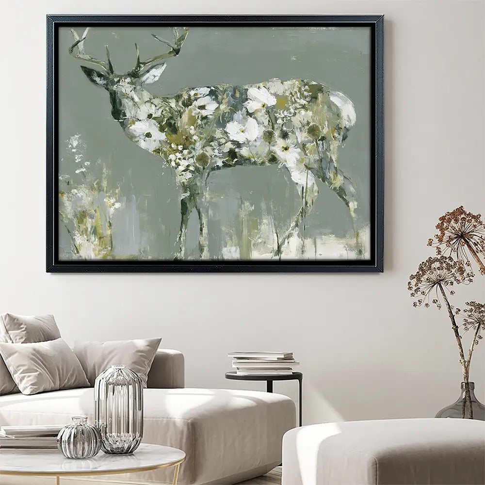 Stag Of White Cosmos Canvas Print Stag Of White Cosmos Canvas Print wall art product Chromatic Storm Studio