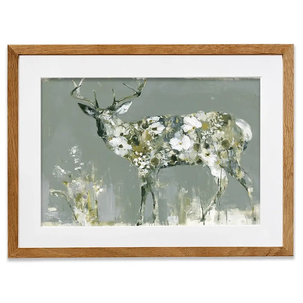 Stag Of White Cosmos Framed Art Print Stag Of White Cosmos Framed Art Print wall art product Chromatic Storm Studio