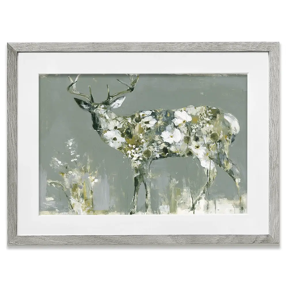 Stag Of White Cosmos Framed Art Print Stag Of White Cosmos Framed Art Print wall art product Chromatic Storm Studio
