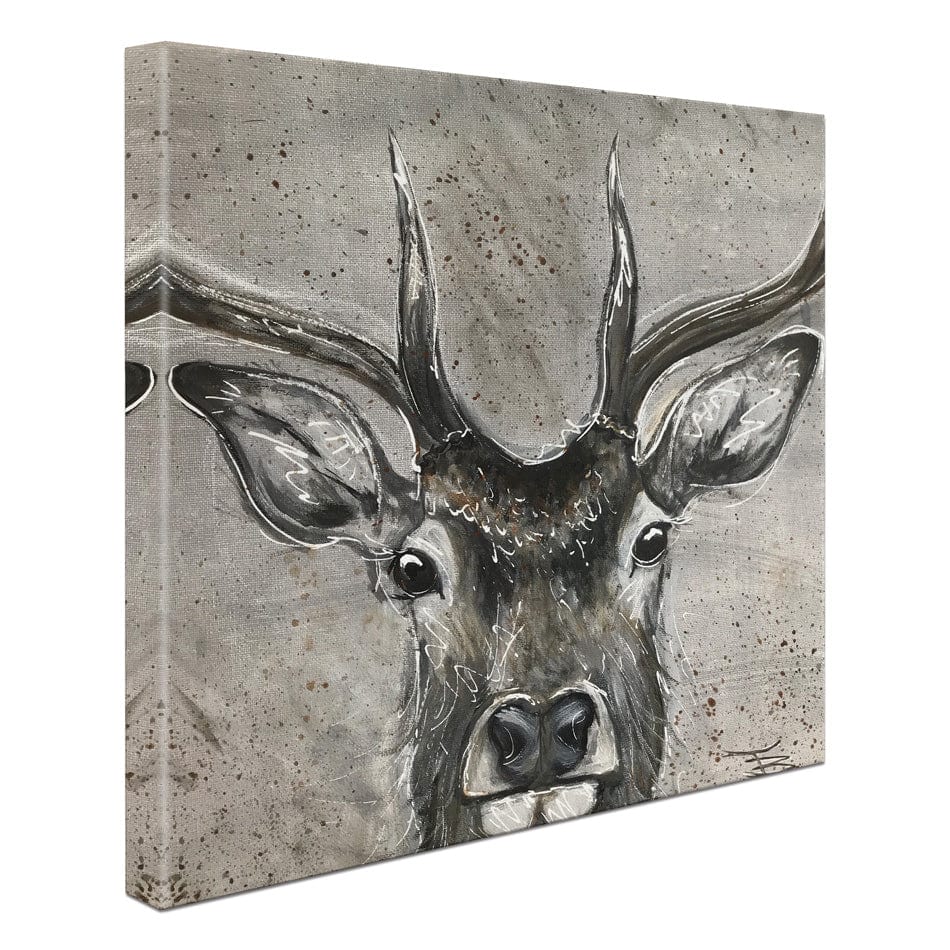 Stag Splash Square Canvas Print wall art product Jane Brookshaw