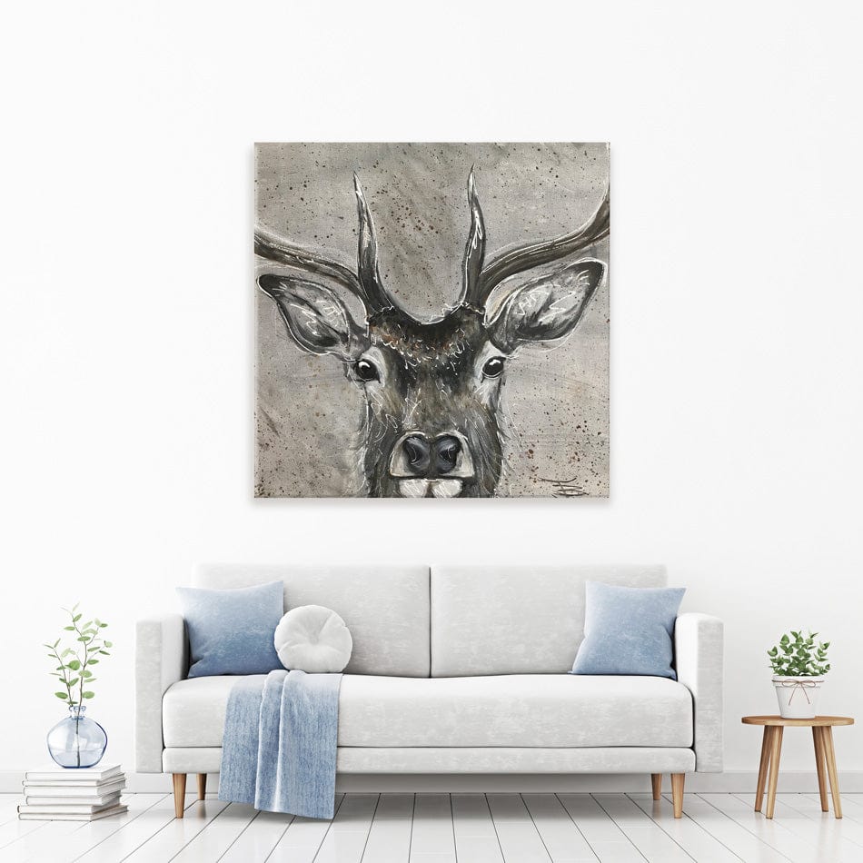 Stag Splash Square Canvas Print wall art product Jane Brookshaw