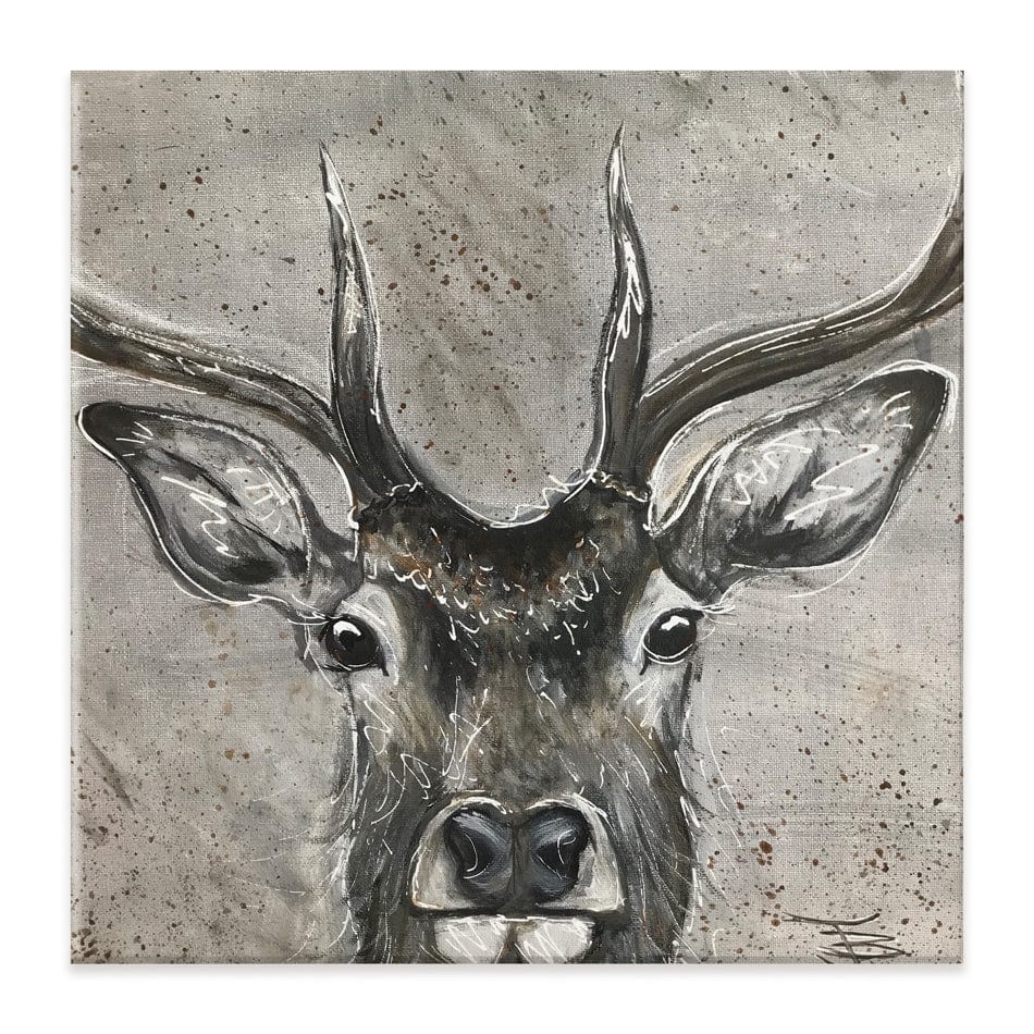 Stag Splash Square Canvas Print wall art product Jane Brookshaw