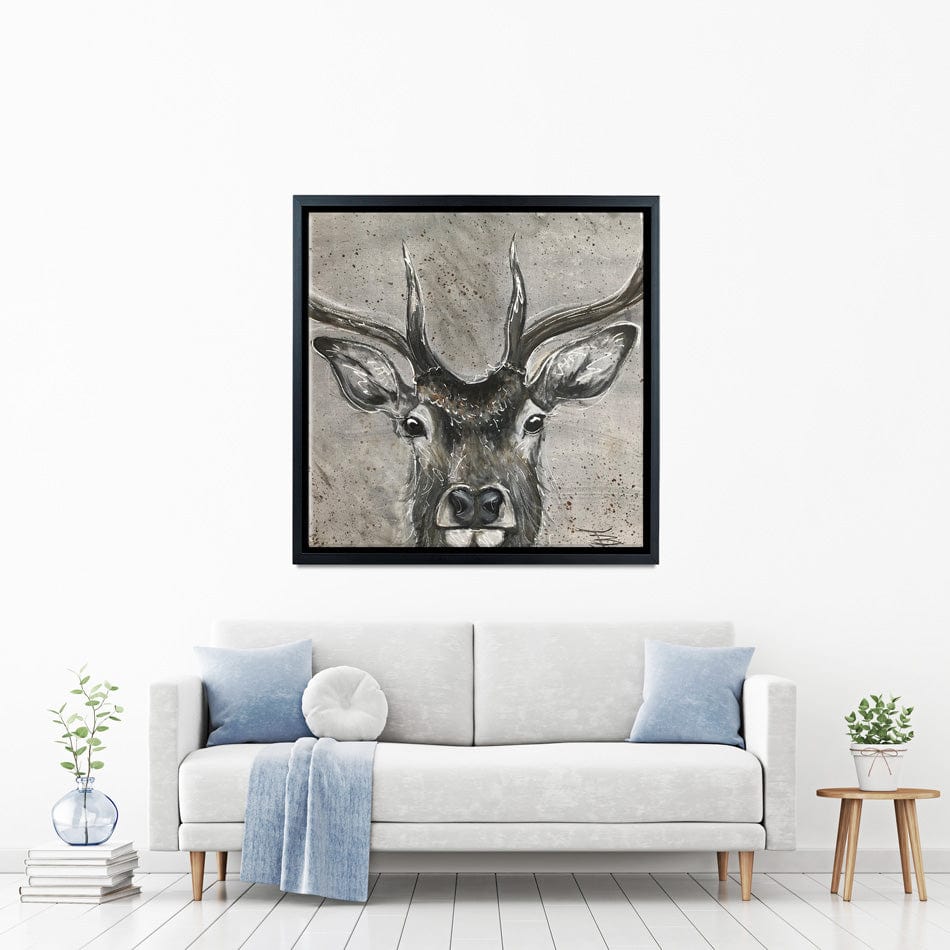 Stag Splash Square Canvas Print wall art product Jane Brookshaw