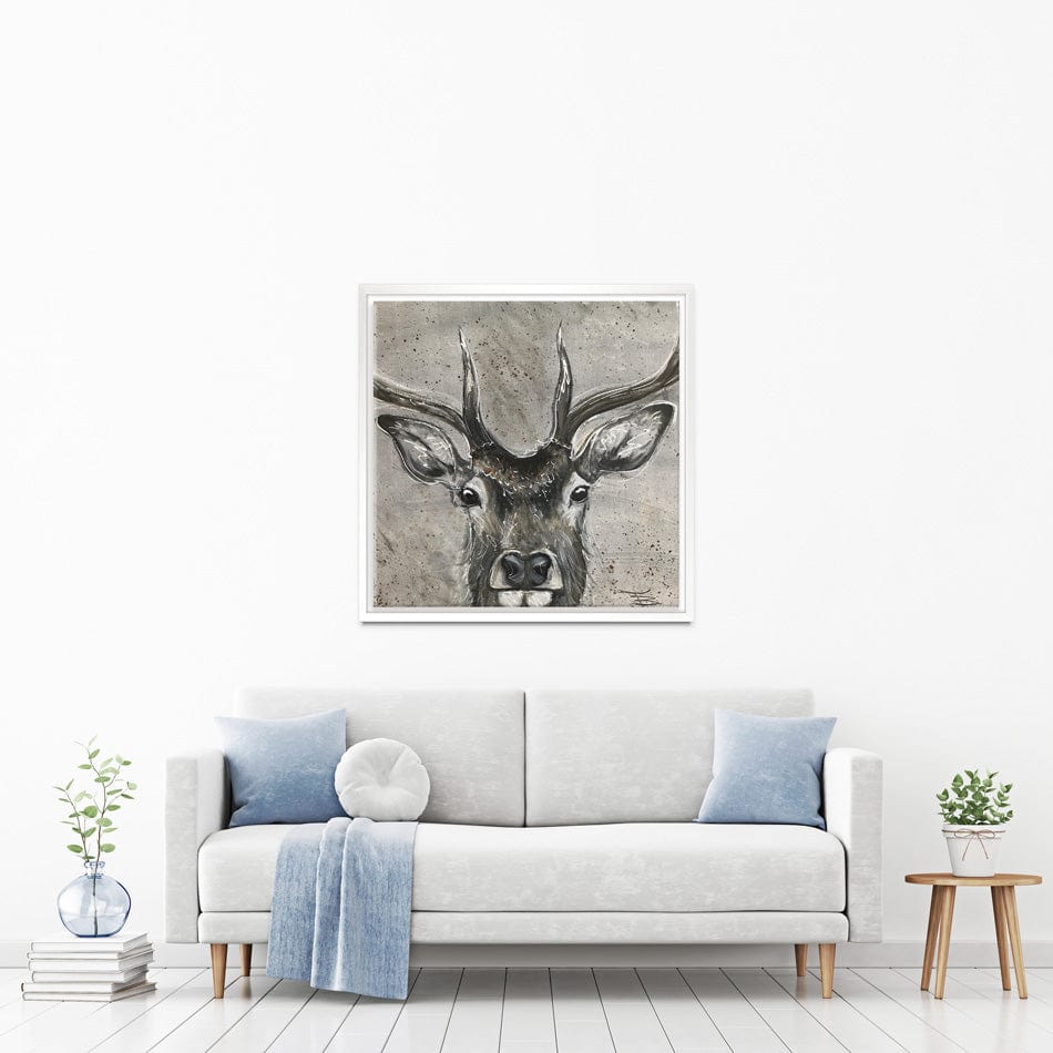 Stag Splash Square Canvas Print wall art product Jane Brookshaw