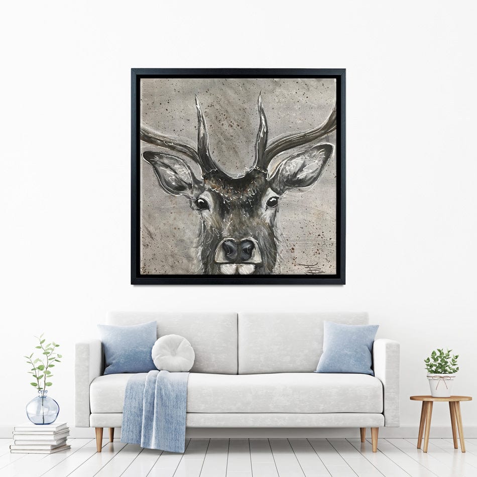 Stag Splash Square Canvas Print wall art product Jane Brookshaw