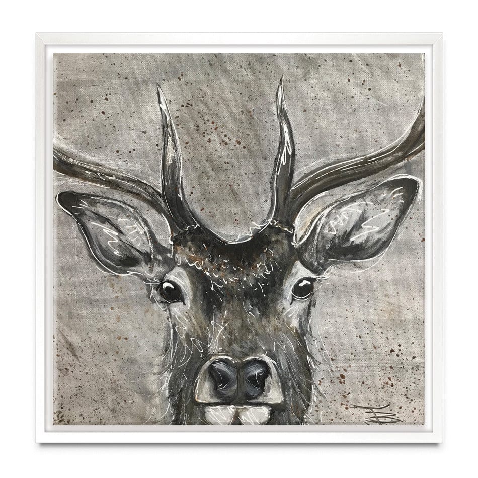 Stag Splash Square Canvas Print wall art product Jane Brookshaw